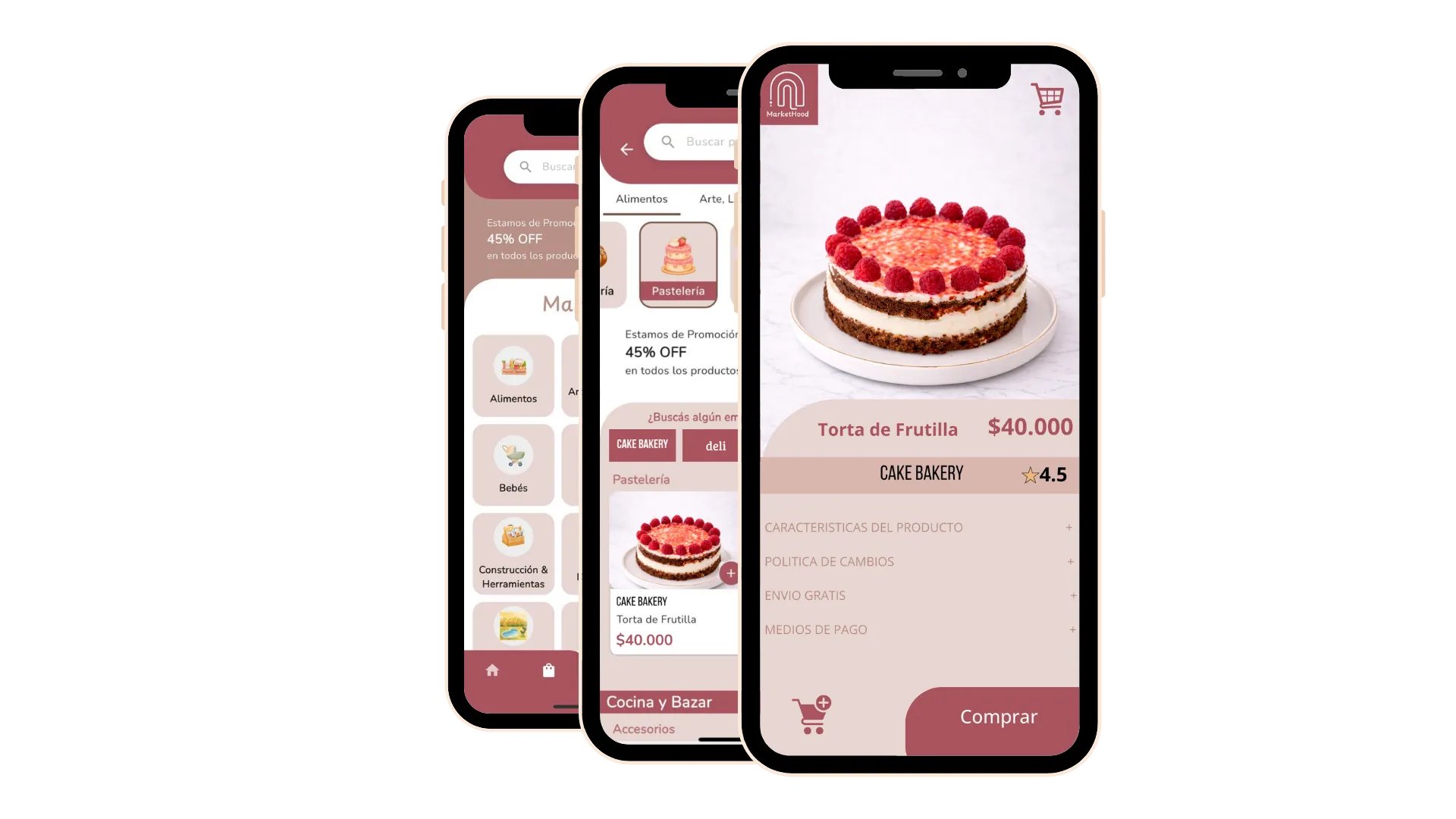 Aplicación mostrando cómo comprar productos